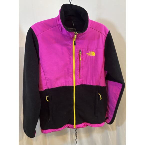 THE NORTH FACE DENALI WOMEN JACKET POLARTEC FLEECE BLACK PINK YELLOW FULL ZIP L - Picture 2 of 14